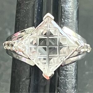 Victoria Wieck Vintage checkerboard princess cut silver engagement wedding ring